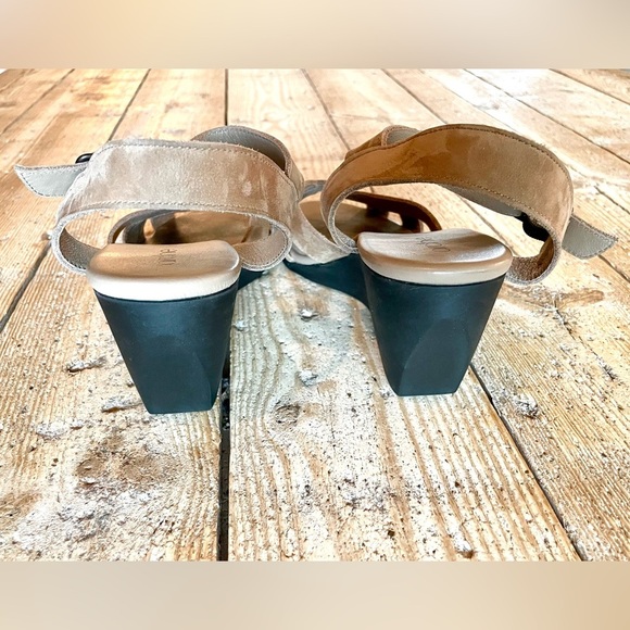 Arche Egowa Tan Suede Wedge Sandals Women’s Size 41 / 9.5 Buckle Strap - Picture 5 of 9